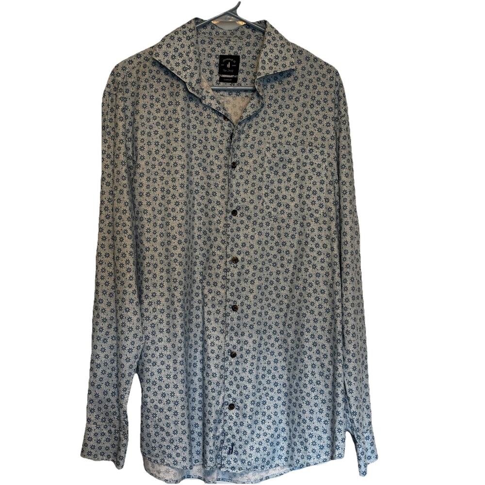 Johnnie O Top Shelf Blue Floral Long Sleeve Button Down Shirt Large